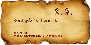 Kostyák Henrik névjegykártya