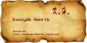 Kostyák Henrik névjegykártya